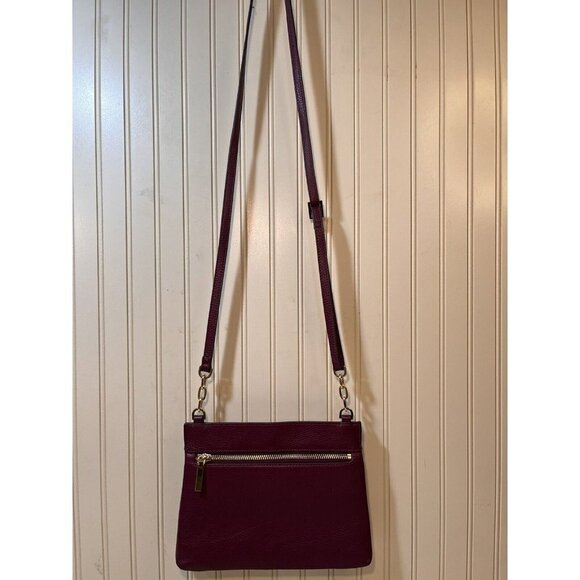 G.I.L.I. flat  Zip Crossbody  PLUM DARK PURPLE - Picture 2 of 12